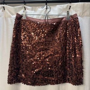 Banana Republic Brown Sequin Pencil Mini Skirt
